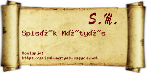 Spisák Mátyás névjegykártya